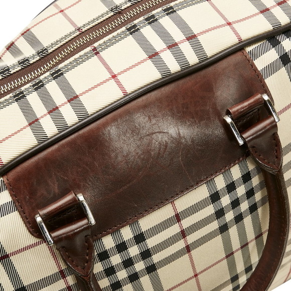 BURBERRY Nova Check Boston Bag Shoulder Beige Canvas Leather Women's - Picture 7 of 10